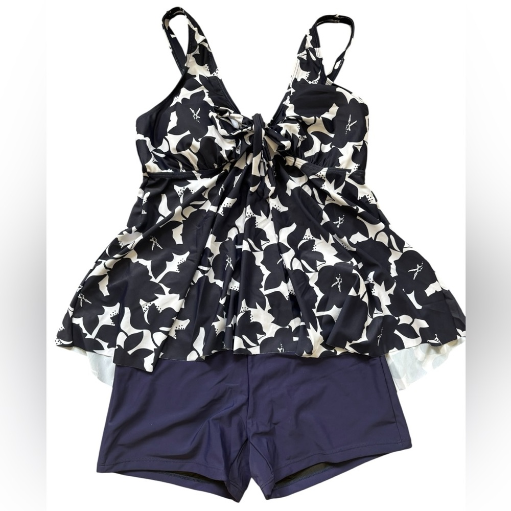 XL Summer Mae Blue Tankini and Swim Shorts Set New